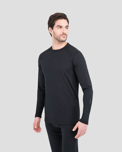Big & Tall Men's Military Heritage Expedition Weight Fleece Thermal Crew Shirt | Color: Black