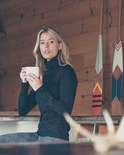 Women's Cloud Nine Midweight Performance Thermal Turtleneck | Color: Black | #color_black