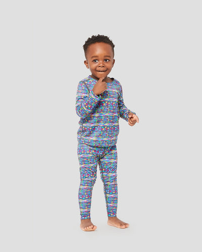 Toddlers' Free Ride Print Heritage Midweight Baselayer 2-Piece Set | Color: Fearless Trek |  #color_fearless-trek