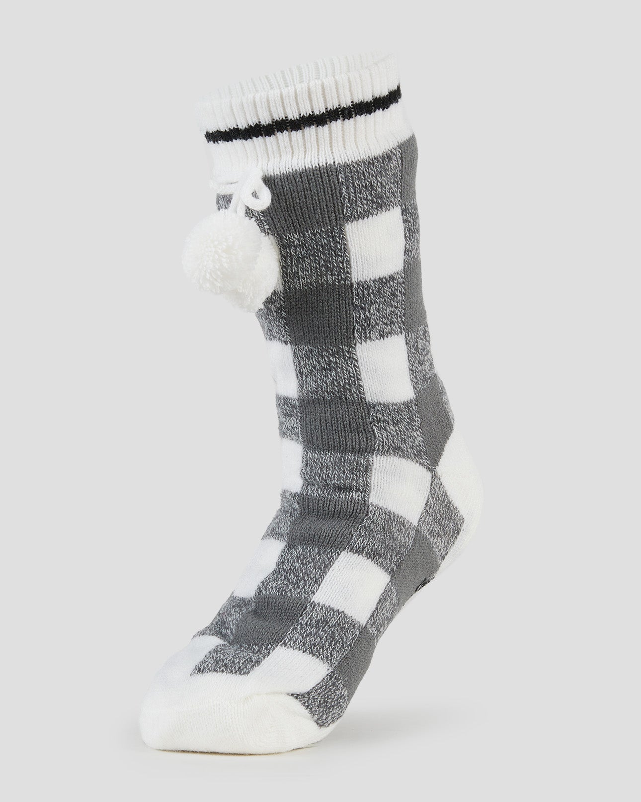Adults' Sherpa Lined Slipper Socks | Color: White Buffalo