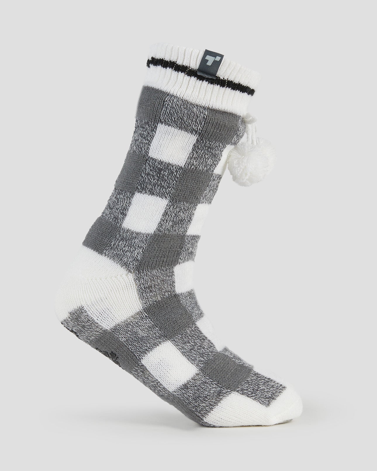 Adults' Sherpa Lined Slipper Socks | Color: White Buffalo