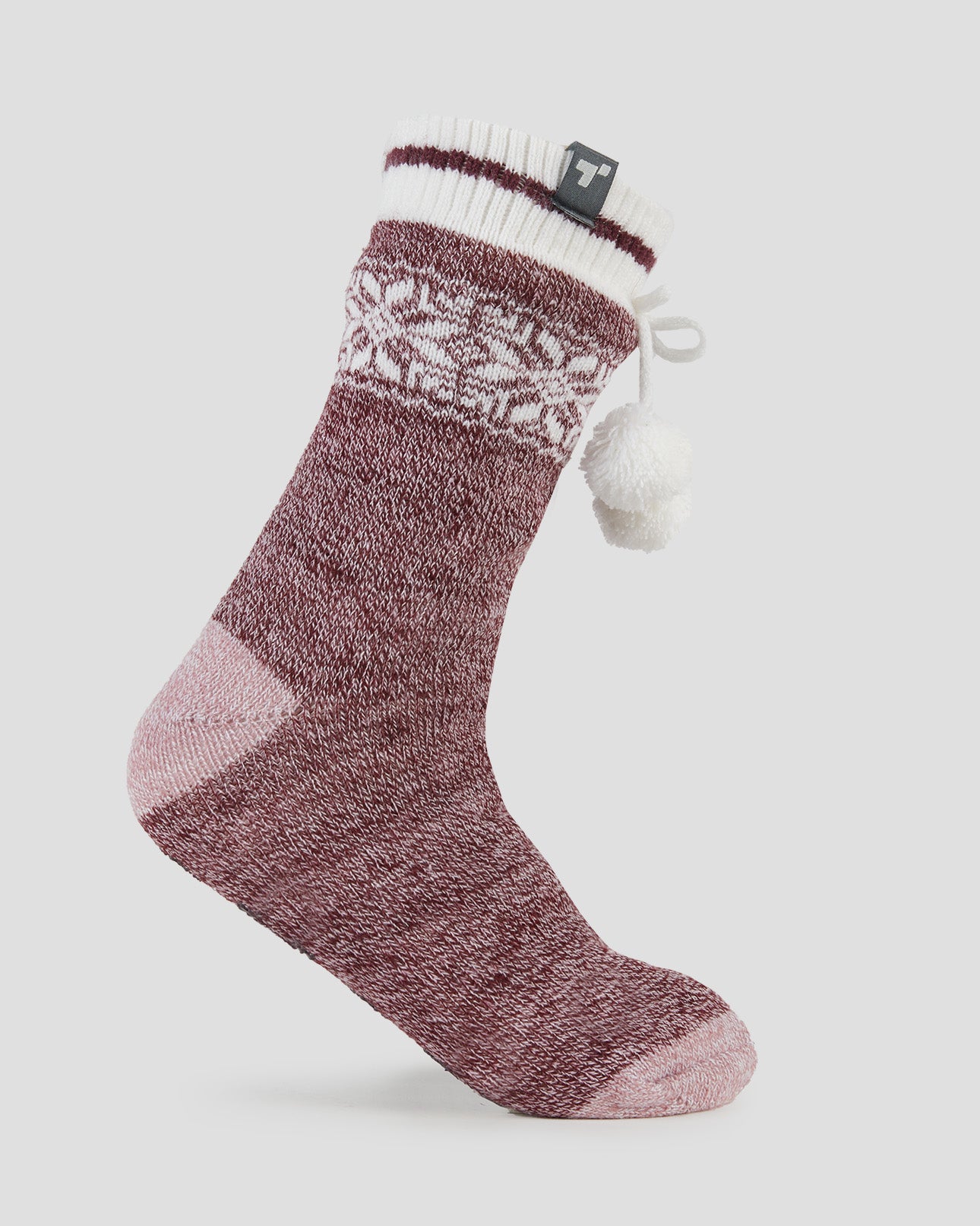 Adults' Sherpa Lined Slipper Socks | Color: Dusty Berry