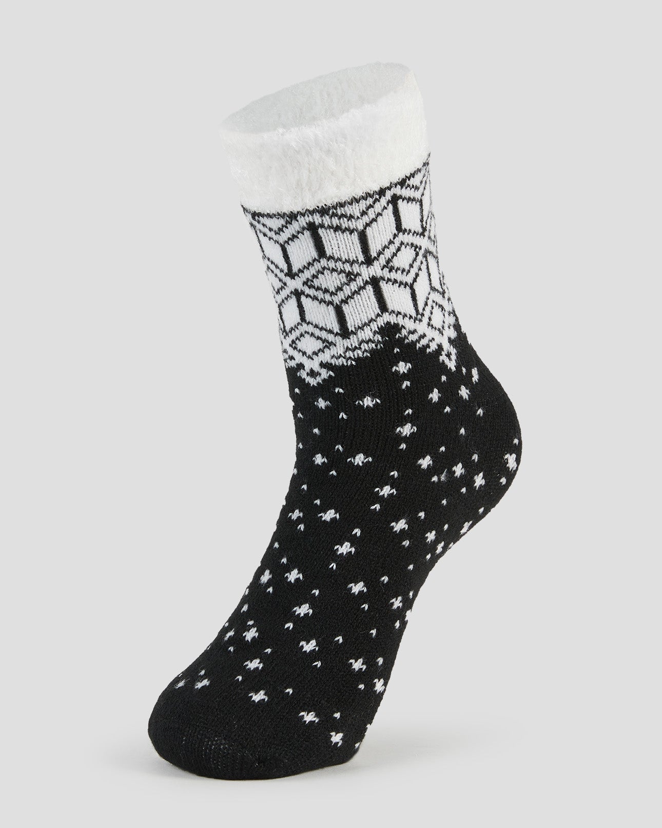 Adults' Dual Layer Anti-Slip Cabin Socks | Color: Black Fairisle