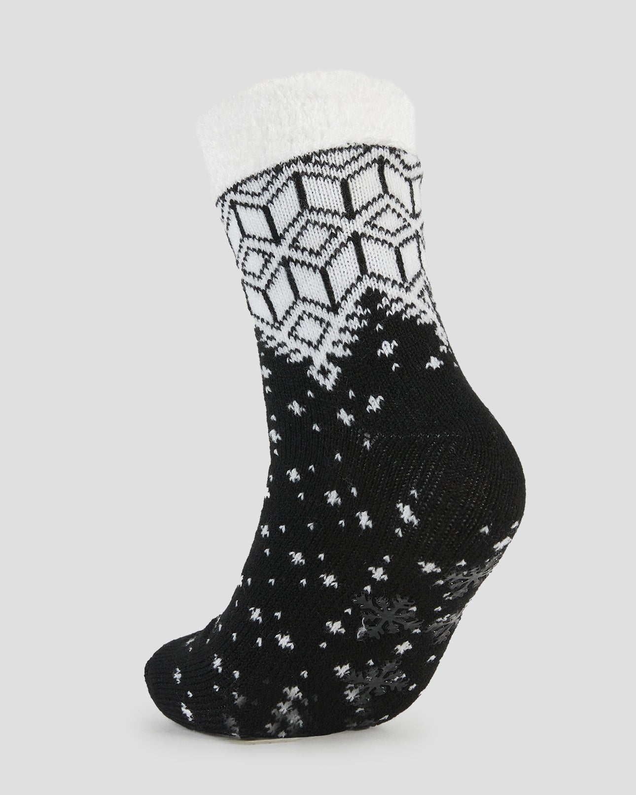 Adults' Dual Layer Anti-Slip Cabin Socks | Color: Black Fairisle