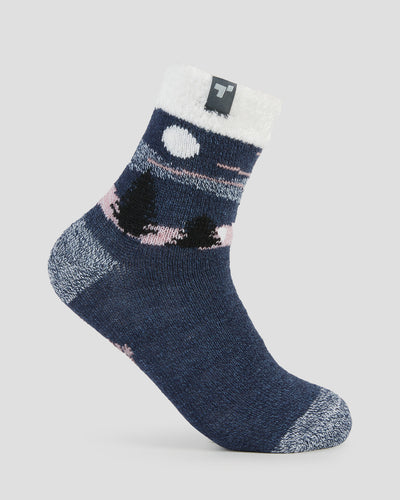 Adults' Dual Layer Anti-Slip Cabin Socks | Color: Blue Mountain