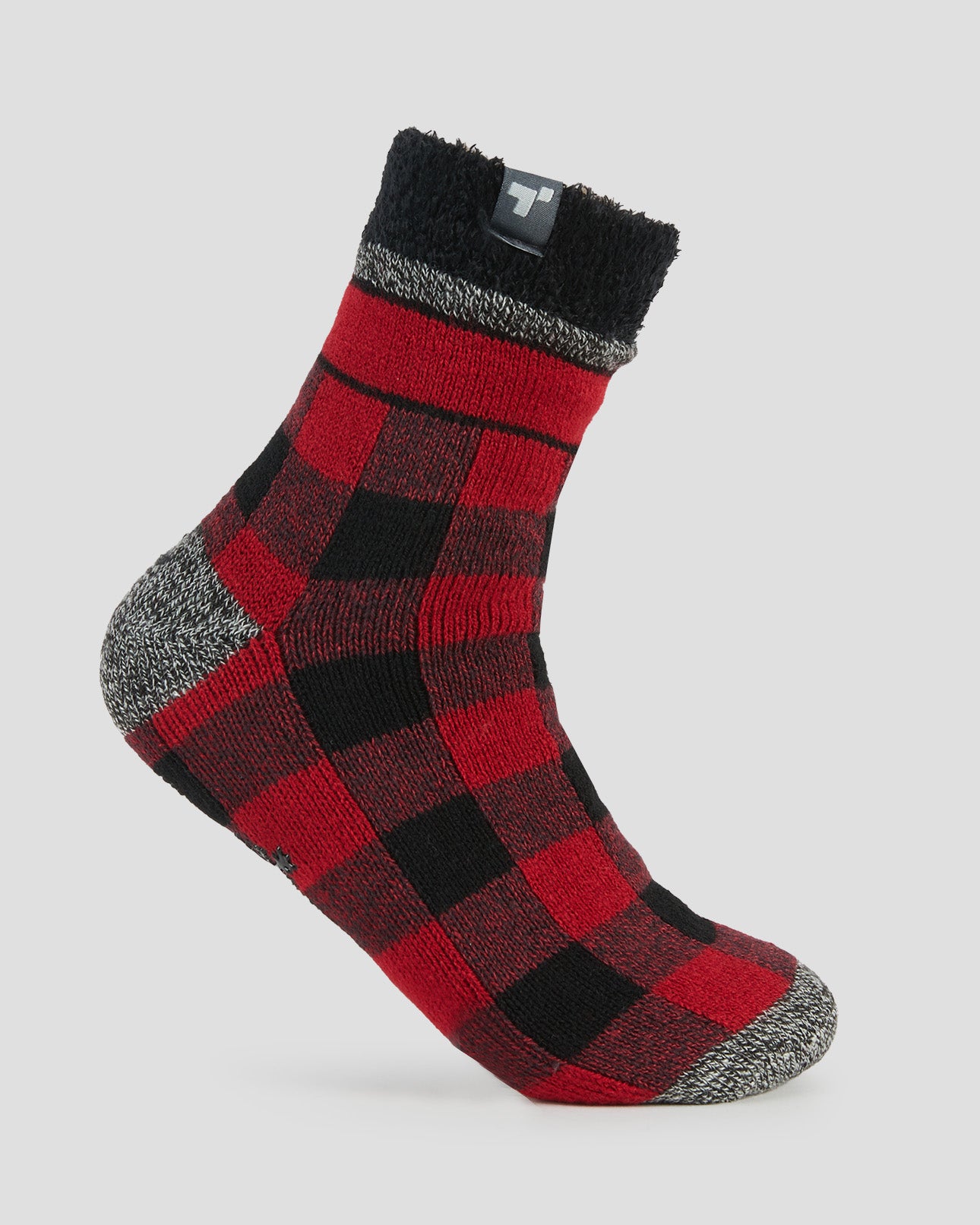 Adults' Dual Layer Anti-Slip Cabin Socks | Color: Red Buffalo