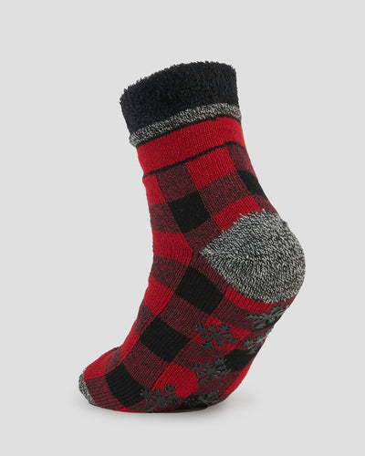 Adults' Dual Layer Anti-Slip Cabin Socks | Color: Red Buffalo