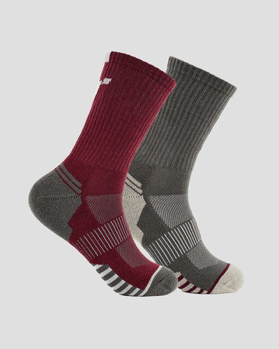 Adults' Hemp Crew Trail Socks (2 Pairs) | Color: Burgundy