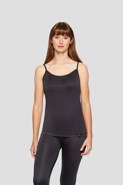 Women's Thermasilk Pointelle Cami | Color: Black | #color_black