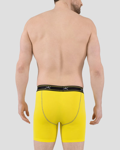 Men's TXO 6-Inch Boxer Briefs (3 Pack) | Color: Yellow/Black/Dark Grey | #color_yellow-black-dark-grey