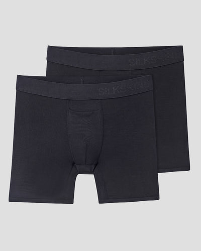 Men's SilkSkins® 6-Inch Boxer Briefs (2 Pack) | Color: Black | #color_black