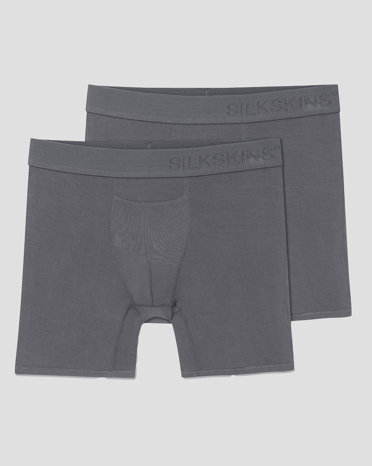 Men's SilkSkins® 6-Inch Boxer Briefs (2 Pack) | Color: Grey | #color_grey