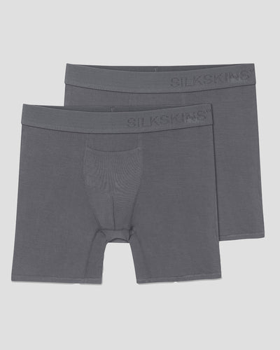 Men's SilkSkins® 6-Inch Boxer Briefs (2 Pack) | Color: Grey | #color_grey