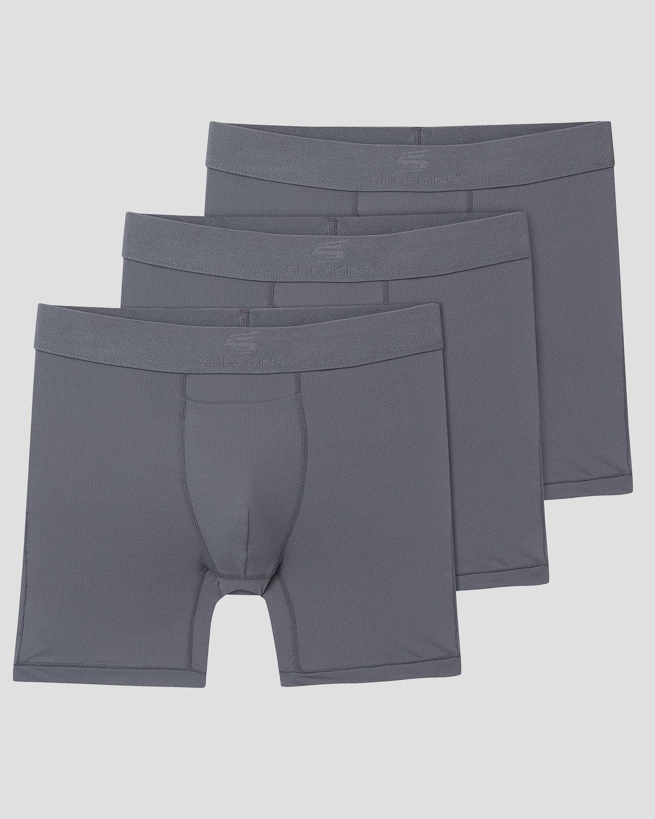 Men's SilkSkins® Air Cool 6-Inch Boxer Briefs (3 Pack) | Color: Grey | #color_grey
