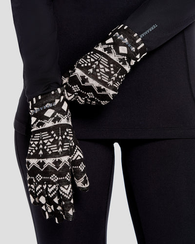 Women's Midweight Ultra Merino Wool Glove Liners | Color: Black Back Country | #color_black-back-country