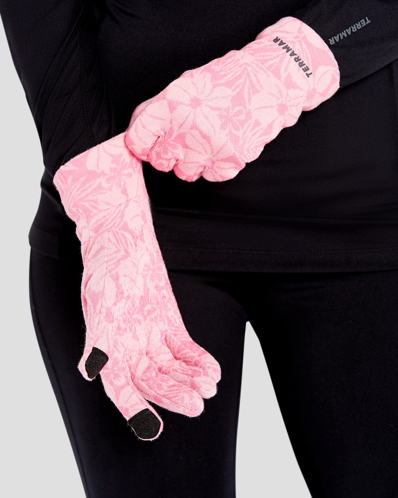 Women's Midweight Ultra Merino Wool Glove Liners | Color: Rose Snow Dusting
