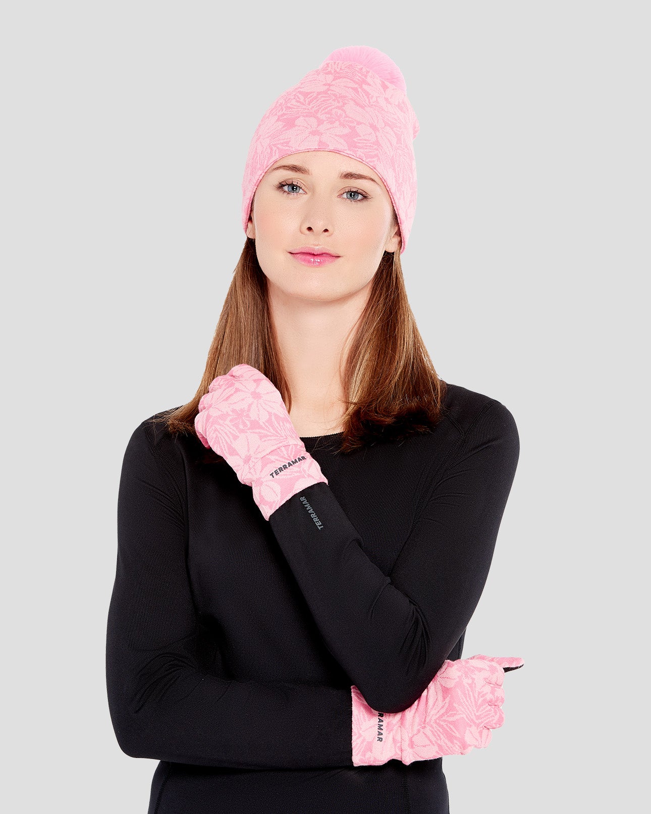 Women's Midweight Ultra Merino Wool Glove Liners | Color: Rose Snow Dusting