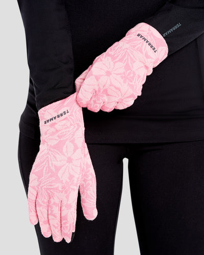 Women's Midweight Ultra Merino Wool Glove Liners | Color: Rose Snow Dusting