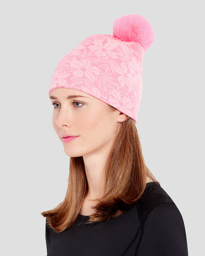 Women's Midweight Ultra Merino Wool Hat | Color: Rose Snow Dusting