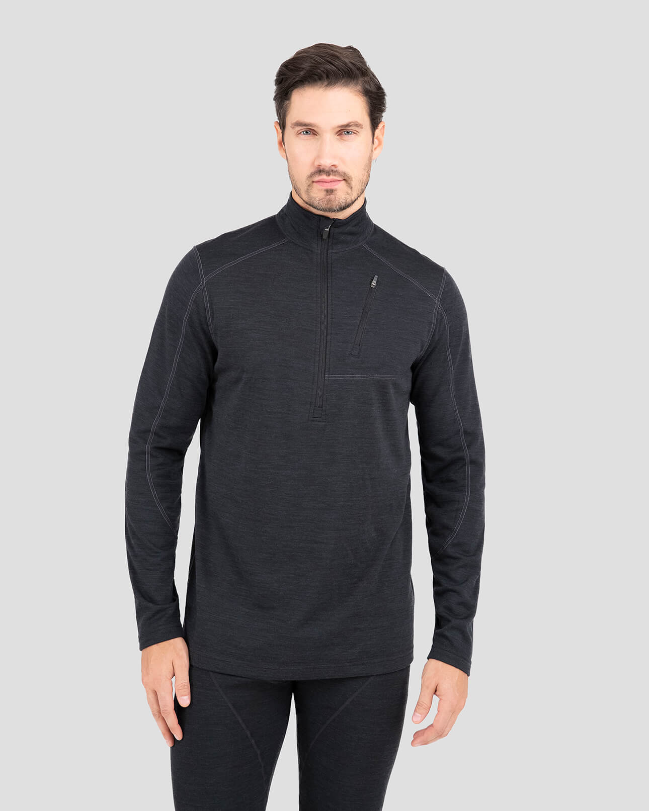 Men's Thermawool® Heavyweight Half-Zip Thermal Shirt | Color: Smoke Heather | #color_smoke-heather