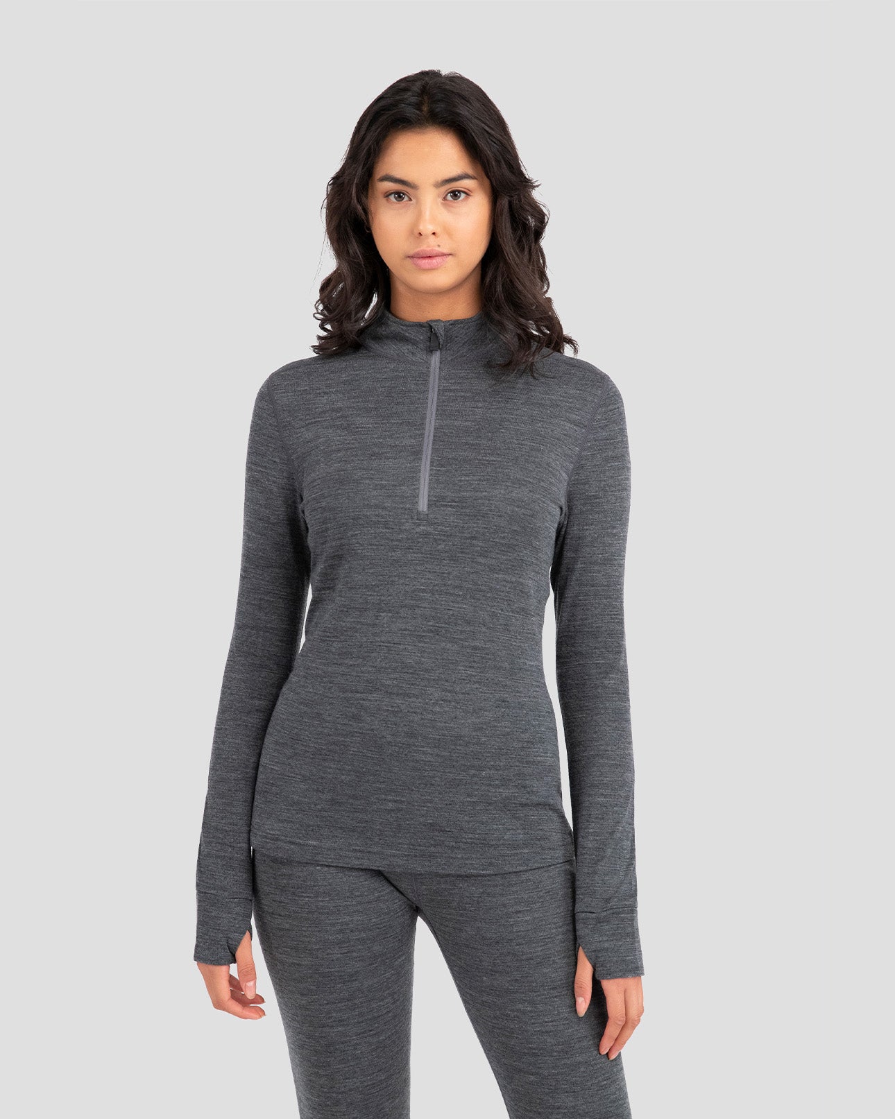 Women's Ultra Merino Half Zip | Color: Charcoal Heather | #color_charcoal-heather
