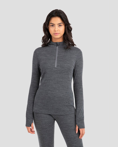 Women's Ultra Merino Half Zip | Color: Charcoal Heather | #color_charcoal-heather