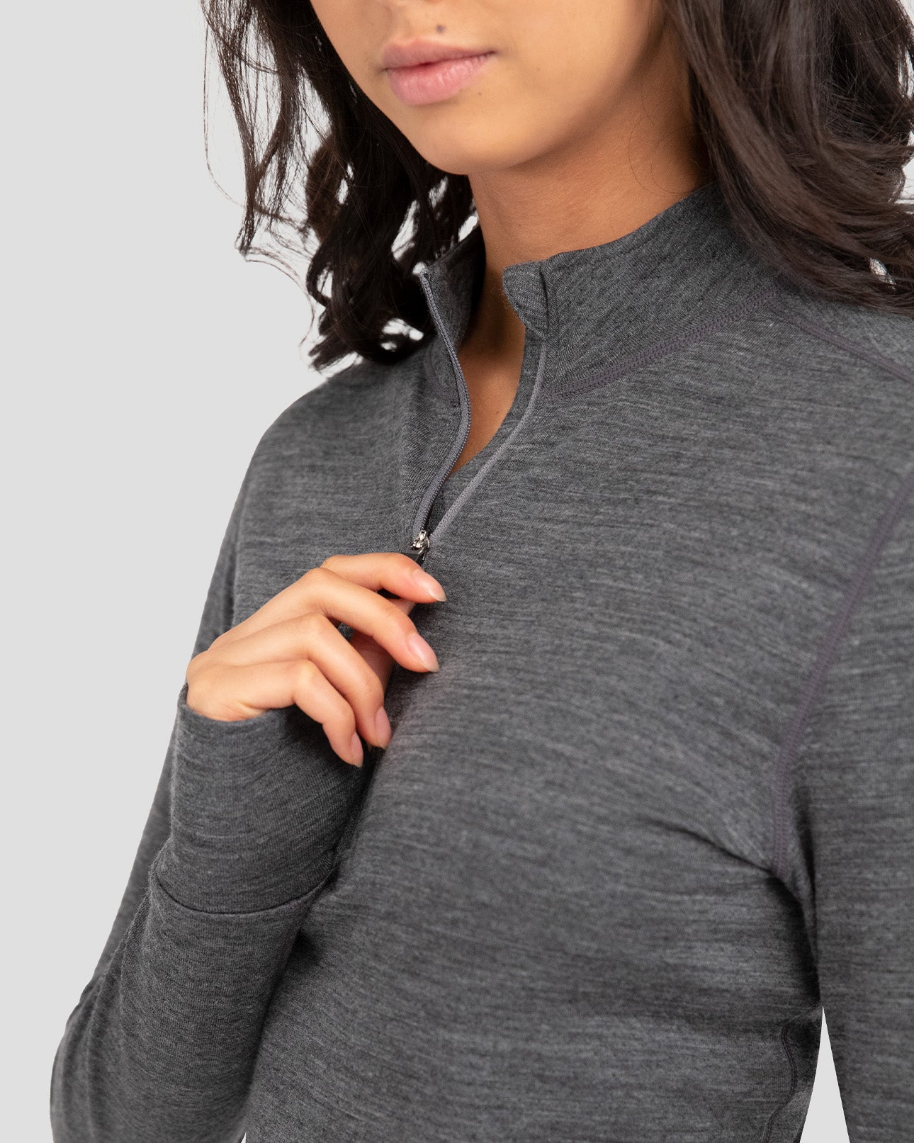 Women's Ultra Merino Half Zip | Color: Charcoal Heather | #color_charcoal-heather