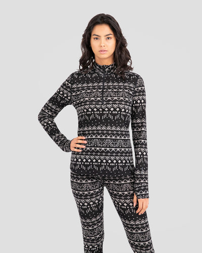 Women's Ultra Merino Half Zip | Color: Black Back Country | #color_black-back-country