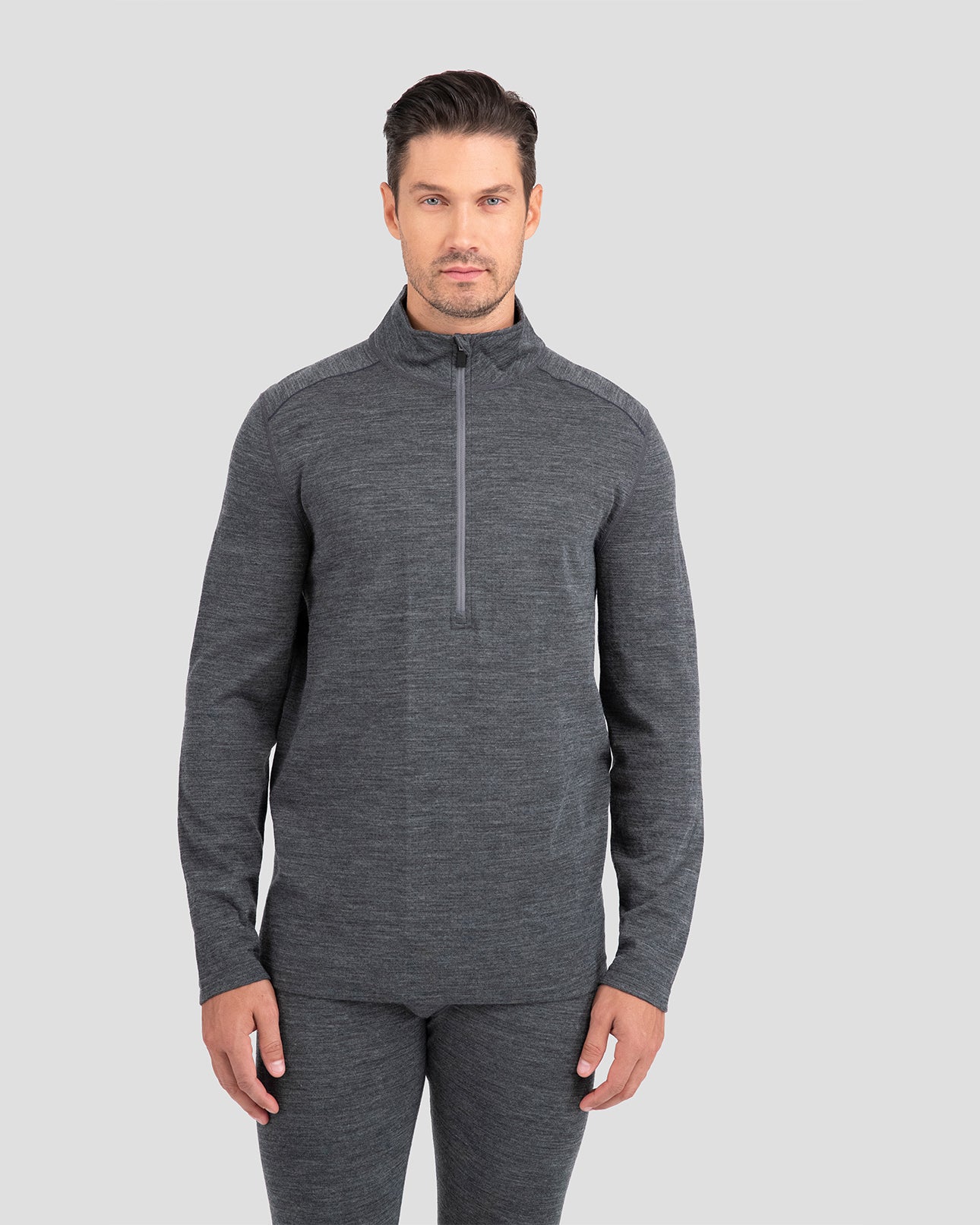Men's Ultra Merino Half Zip | Color: Charcoal Heather |  #color_charcoal-heather