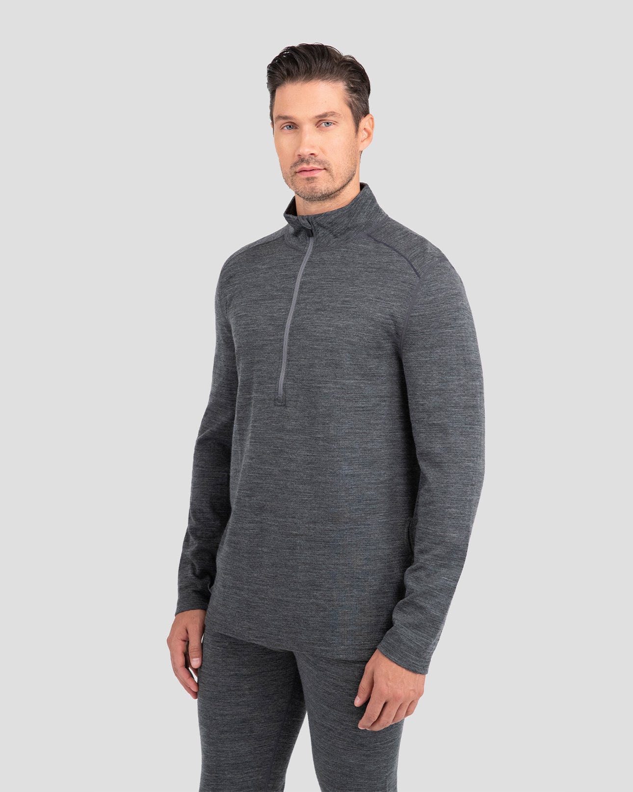 Men's Ultra Merino Half Zip | Color: Charcoal Heather |  #color_charcoal-heather