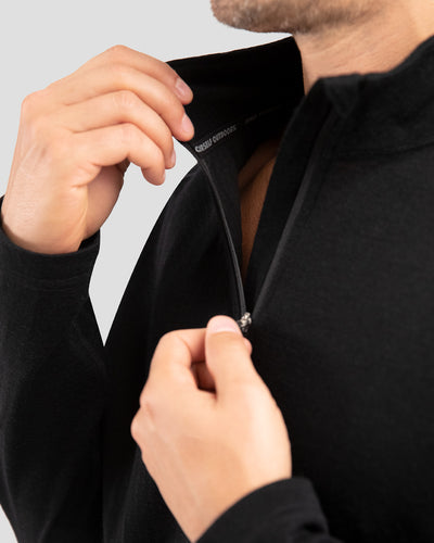 Men's Ultra Merino Half Zip | Color: Black |  #color_black