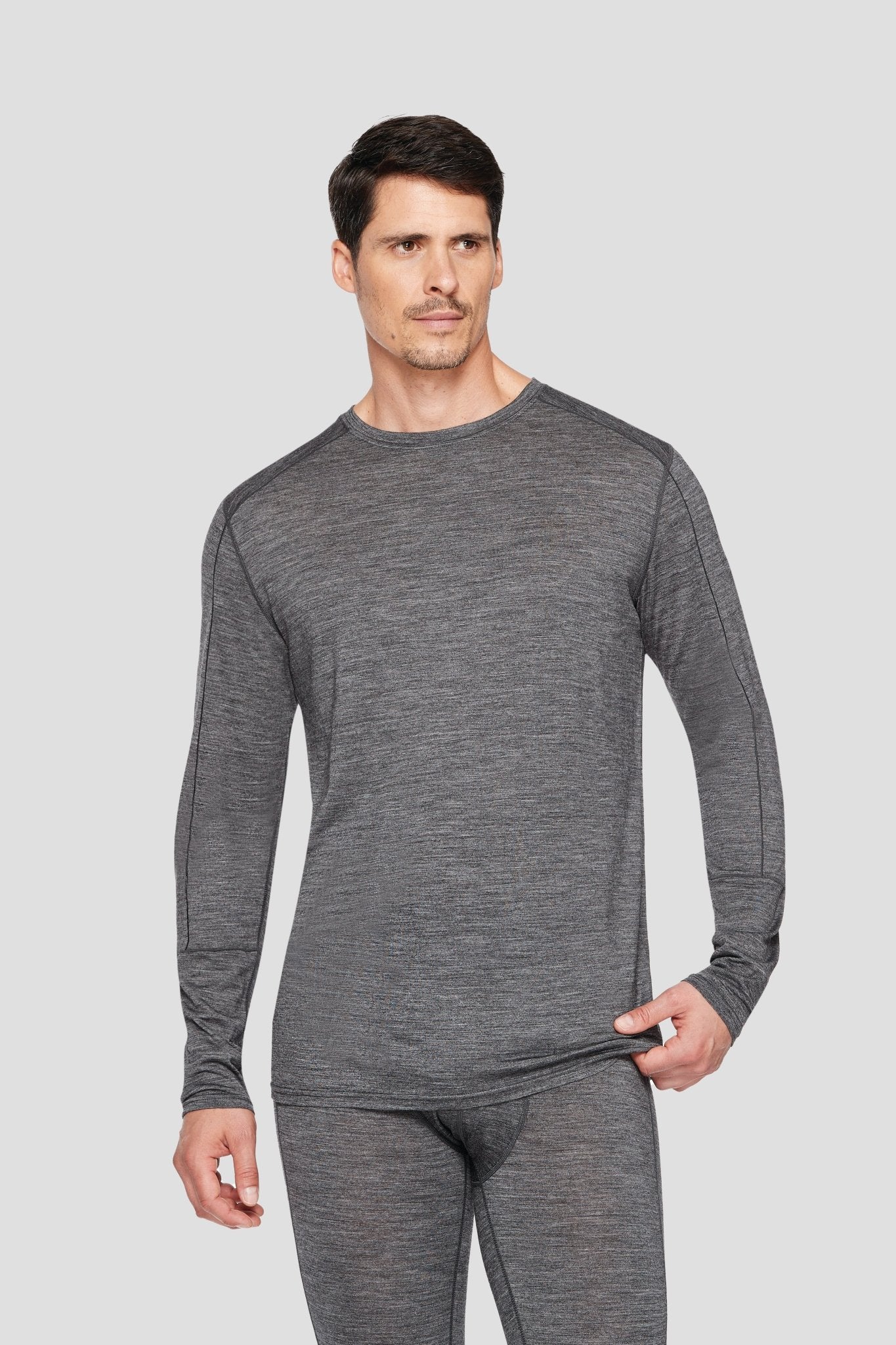 Men's All Season Merino Crew | Color: Dark Grey Heather