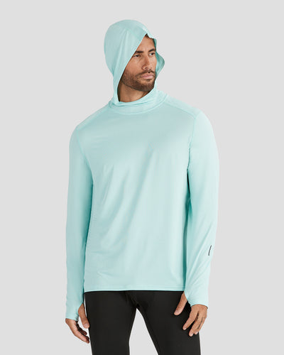 Men's Ventilator Long Sleeve Performance Hoodie | Color: Aqua