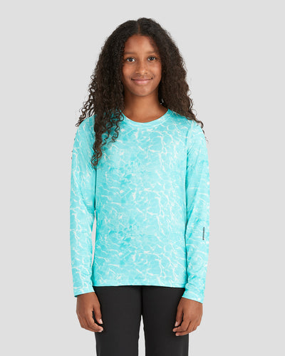 Kid's Ventilator Long Sleeve Performance Tee | Color: Tropical Water Print | #color_tropical-water-print