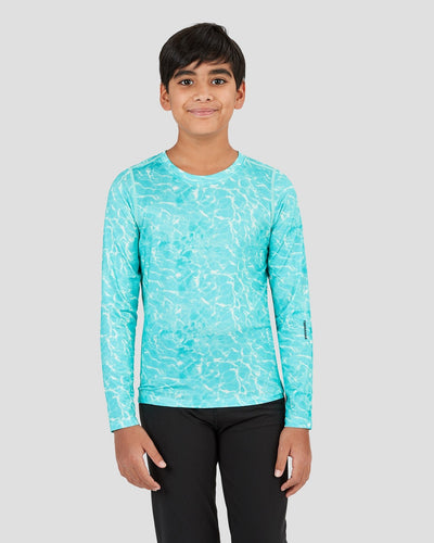 Kid's Ventilator Long Sleeve Performance Tee | Color: Tropical Water Print | #color_tropical-water-print