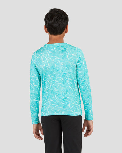 Kid's Ventilator Long Sleeve Performance Tee | Color: Tropical Water Print | #color_tropical-water-print