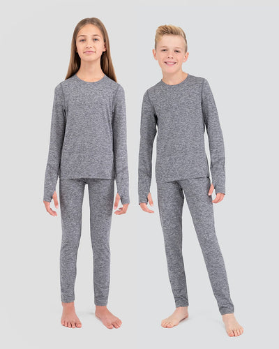 Kids' Thermolator® Midweight Performance Baselayer Crew Shirt | Color: Dark Grey Melange