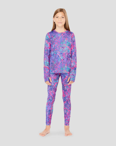 Kids' Thermolator® Midweight Performance Baselayer Crew Shirt | Color: Neon Graffiti