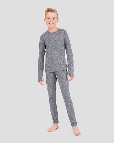 Kids' Thermolator® Midweight Performance Baselayer Crew Shirt | Color: Dark Grey Melange