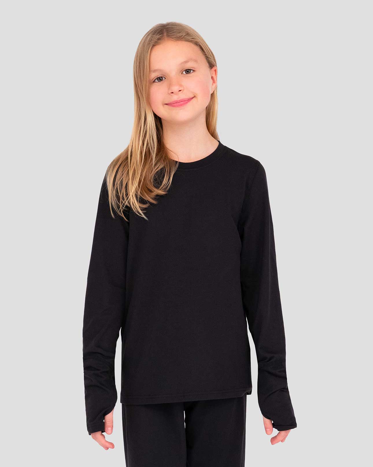 Kids' Thermolator® Midweight Performance Baselayer Crew Shirt | Color: Black