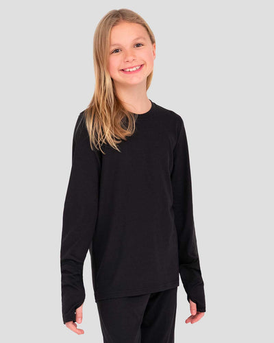 Kids' Thermolator® Midweight Performance Baselayer Crew Shirt | Color: Black