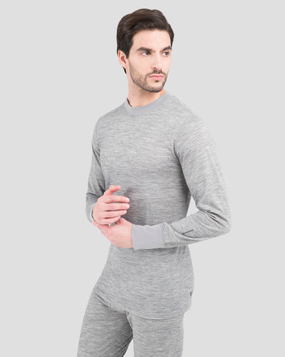 Men's Heritage Heavyweight Merino Wool Bi-Layer Thermal Crew Shirt | Color: Grey Heather