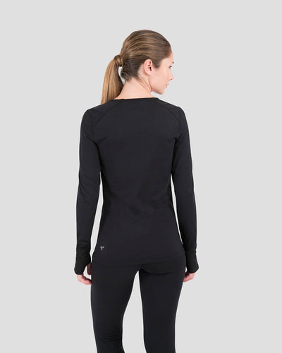 Women's Cloud Nine Midweight Performance Baselayer Scoop Shirt | Color: Black |  #color_black