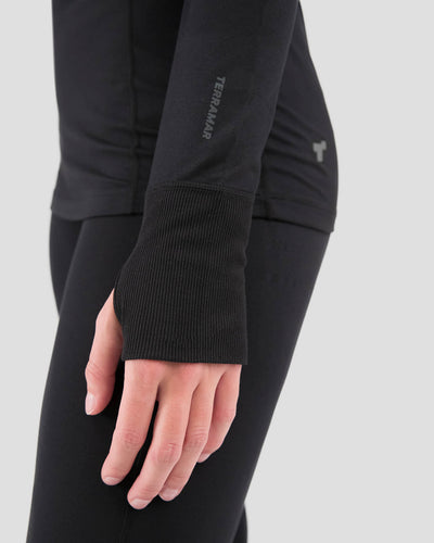 Women's Cloud Nine Midweight Performance Baselayer Scoop Shirt | Color: Black |  #color_black