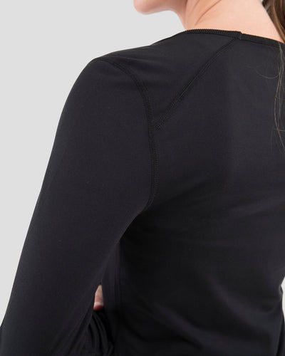 Women's Cloud Nine Midweight Performance Baselayer Scoop Shirt | Color: Black |  #color_black