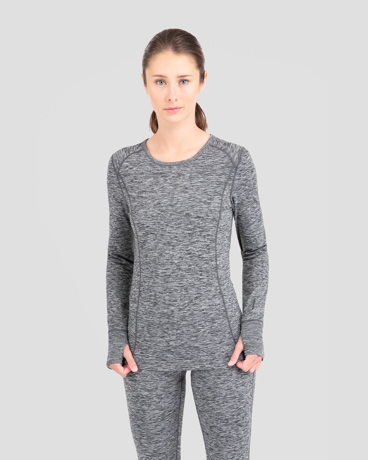 Women's Cloud Nine Midweight Performance Baselayer Scoop Shirt | Color: Dark Grey Melange