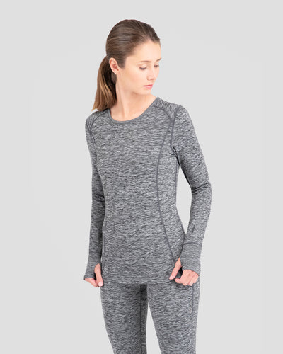 Women's Cloud Nine Midweight Performance Baselayer Scoop Shirt | Color: Dark Grey Melange