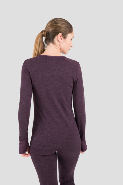 Women's Cloud Nine Midweight Performance Baselayer Scoop Shirt | Color: Blackberry Melange |  #color_blackberry-melange