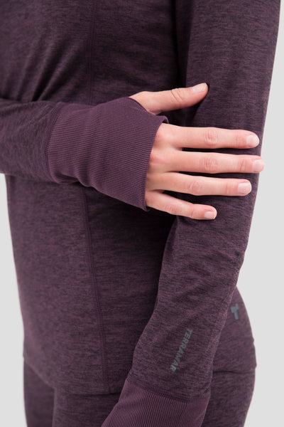 Women's Cloud Nine Midweight Performance Baselayer Scoop Shirt | Color: Blackberry Melange |  #color_blackberry-melange