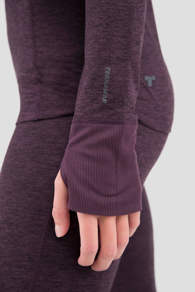 Women's Cloud Nine Midweight Performance Baselayer Scoop Shirt | Color: Blackberry Melange |  #color_blackberry-melange